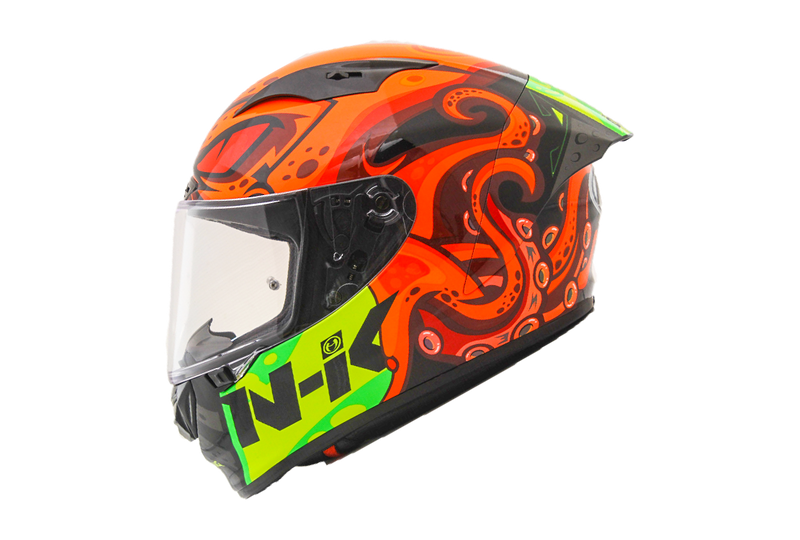 NHK GP-R Tech Race full-face helmet in Octopus Black and Orange colourway
