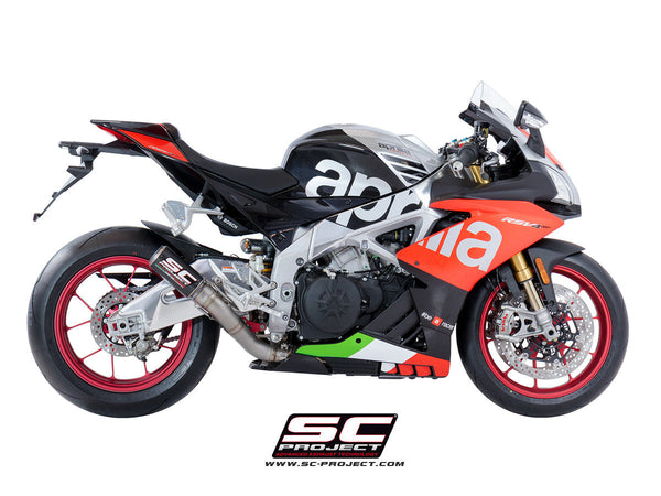 SC-Project CR-T HIGH slip-on silencer for Aprilia RSV4 RR RF 2018–2020 titanium carbon
