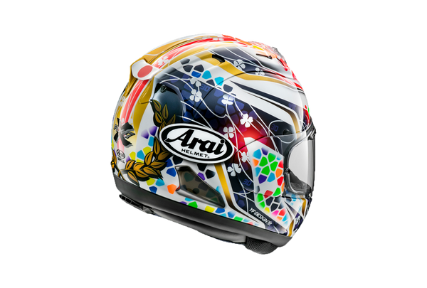 Arai RX-7V Evo full-face helmet in Nakagami GP2 gloss replica livery