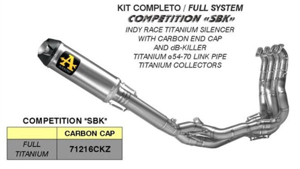 Arrow Competition titanium full exhaust system 71216CKZ for Kawasaki ZX-10R/RR 2021-2026
