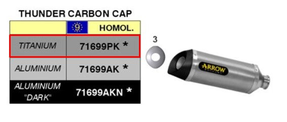 Arrow Thunder 71699PK titanium slip-on silencer with carbon end cap for Yamaha YZF-R6 RJ15
