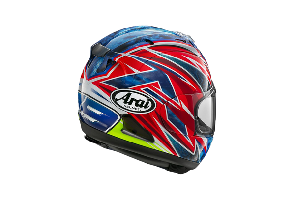 Arai RX-7V Evo full-face helmet in Ai Ogura replica livery, gloss finish