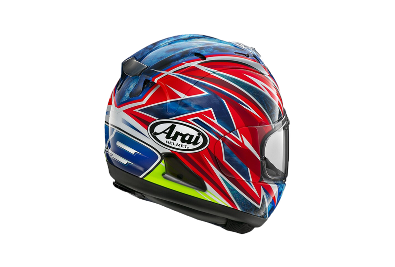 Arai RX-7V Evo full-face helmet in Ai Ogura replica livery, gloss finish