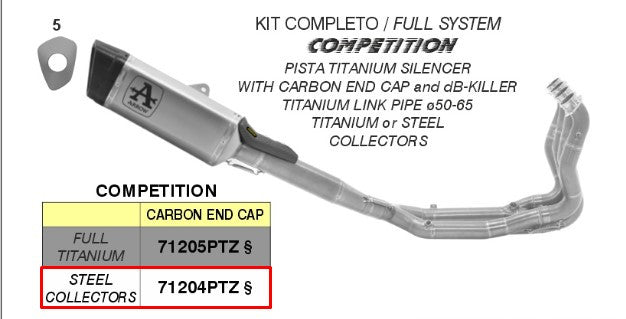 Arrow Pista stainless full exhaust system for BMW M1000RR K66, part 71204PTZ