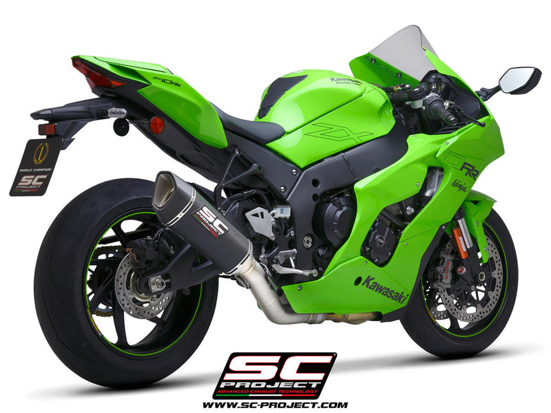 SC-Project SC1-R carbon slip-on exhaust with titanium catalyst pipe for Kawasaki ZX-10 R/RR 2021-2026