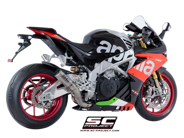 SC-Project CR-T HIGH slip-on silencer for Aprilia RSV4 RR RF 2018–2020 titanium carbon