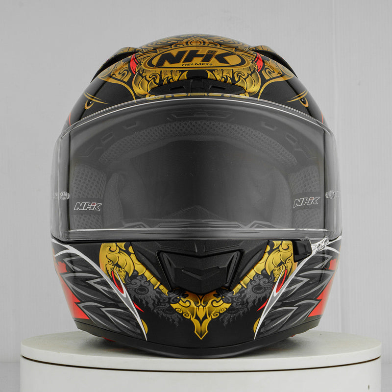NHK GP-R Tech Race full-face race helmet in Balinese Garuda matte finish