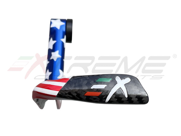 Extreme Components GP EVO Carbon Brake Lever Guard USA edition, twill-weave carbon with hand-painted American flag finish