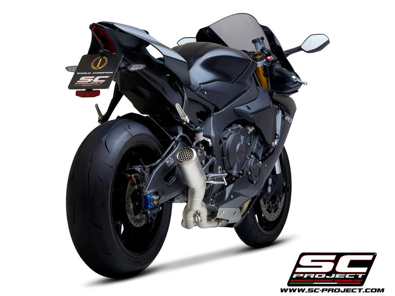 SC-Project CR-T slip-on silencer and titanium de-cat pipe for Yamaha YZF-R1 RN65