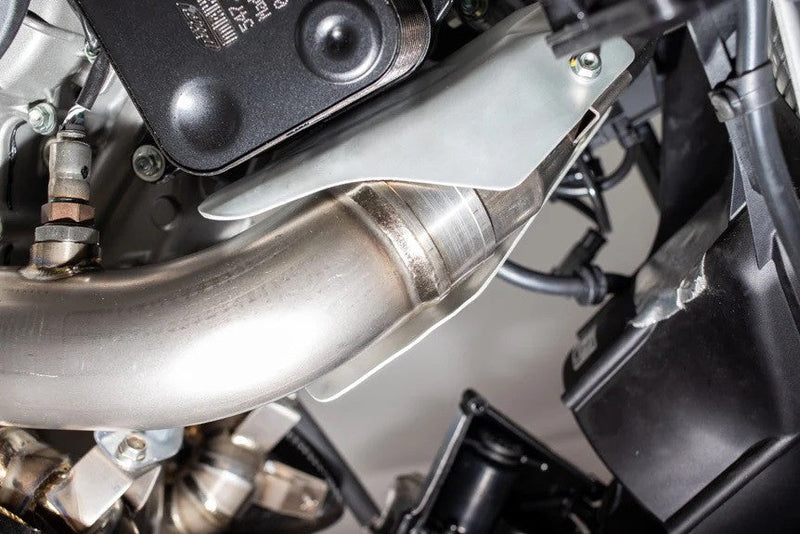 Vandemon Low Titanium full exhaust system on Ducati Panigale V2 955, naturally brushed finish