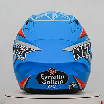 NHK GP-R Tech Race full-face race helmet in Estrella Galicia Replica livery