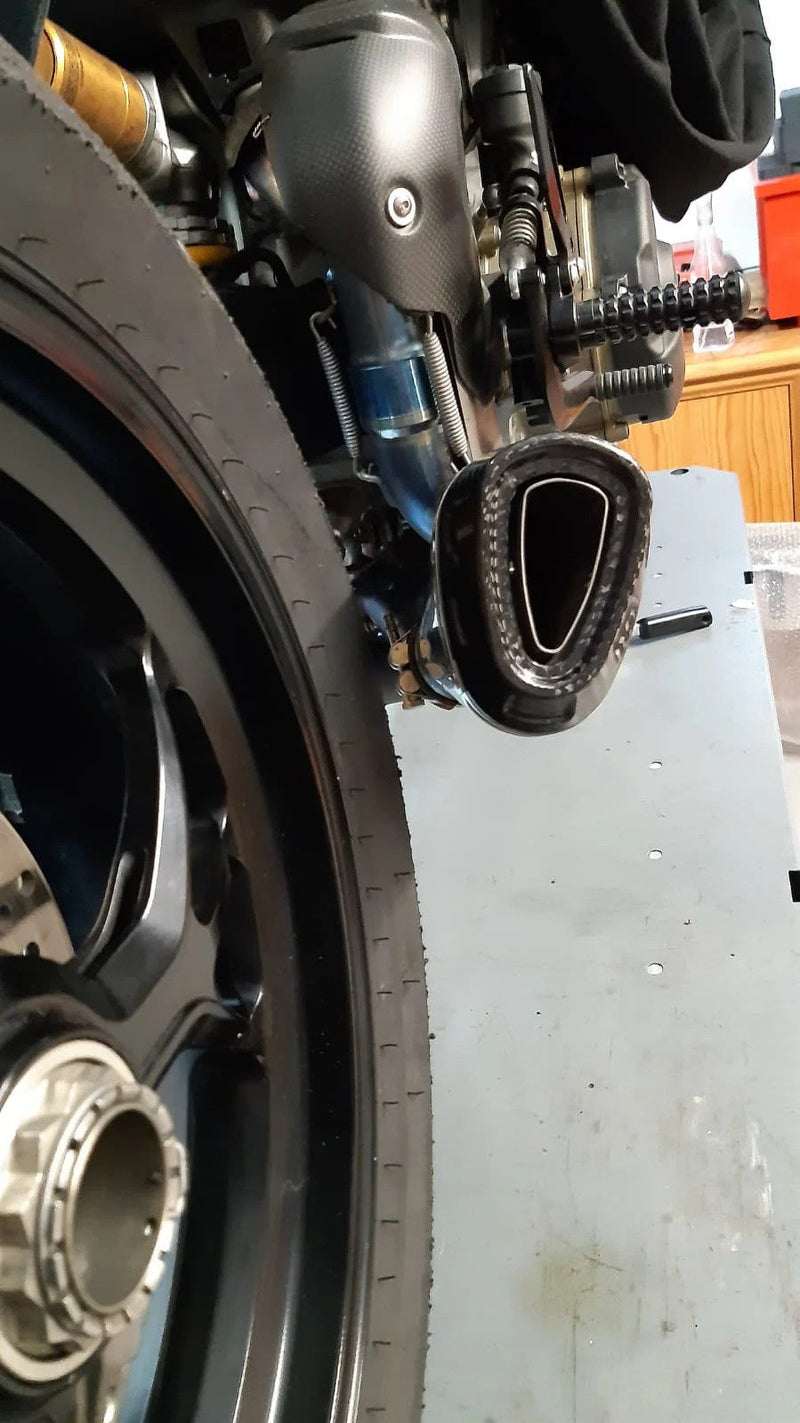 Vandemon Low Titanium full exhaust system on Ducati Panigale V4 natural brushed finish