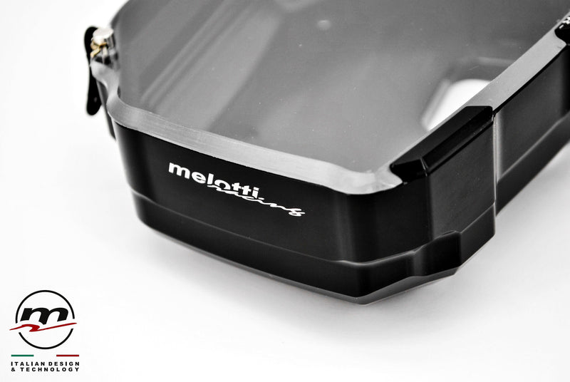 Melotti Racing black anodised dashboard protection for Aprilia RS 660, part DC.AP.7211