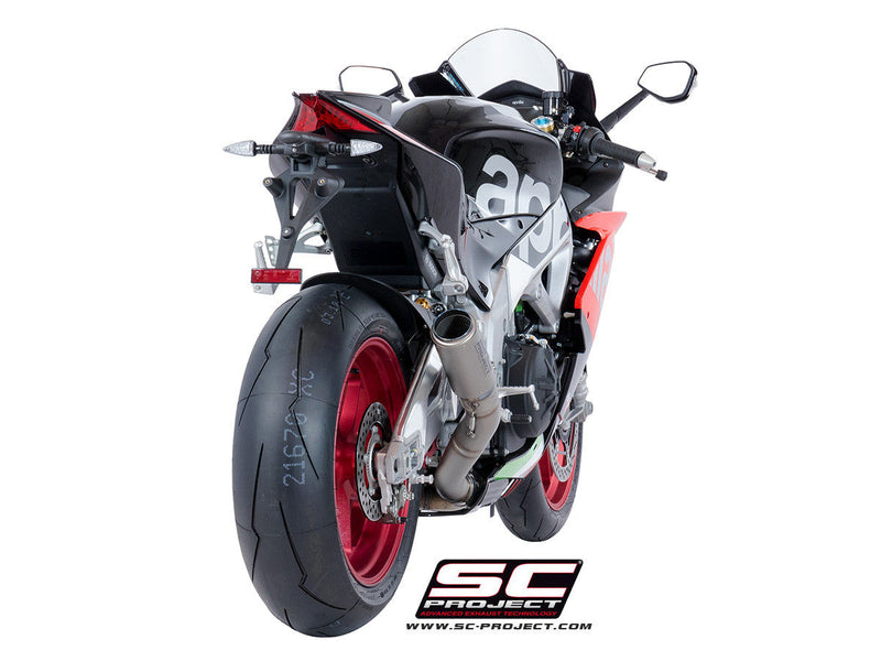 SC-Project CR-T HIGH slip-on silencer for Aprilia RSV4 RR RF 2018–2020 titanium carbon