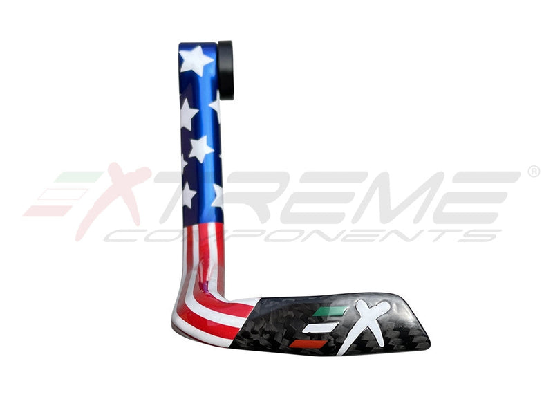 Extreme Components GP EVO Carbon Brake Lever Guard USA edition, twill-weave carbon with hand-painted American flag finish