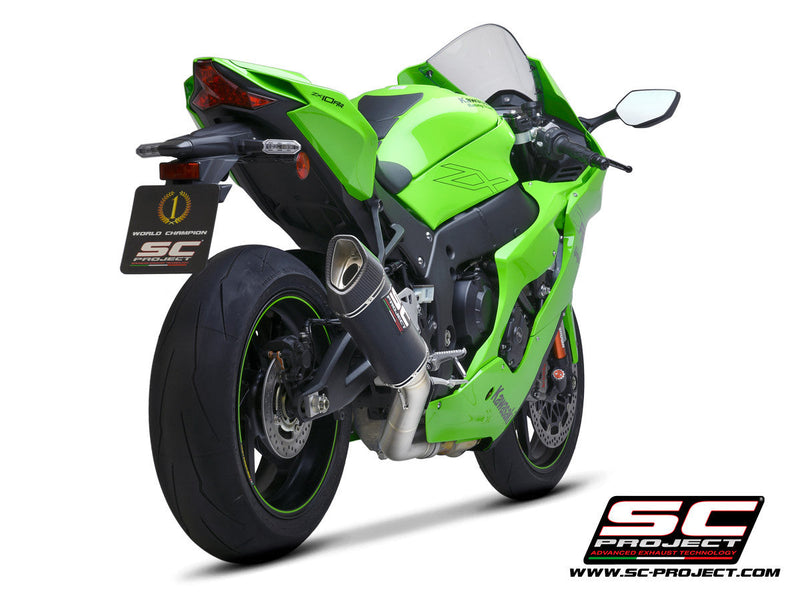 SC-Project SC1-R carbon slip-on exhaust with titanium catalyst pipe for Kawasaki ZX-10 R/RR 2021-2026