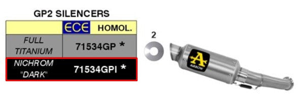 Arrow GP2 slip-on silencer stainless steel dark finish for KTM RC 390 2017-2020