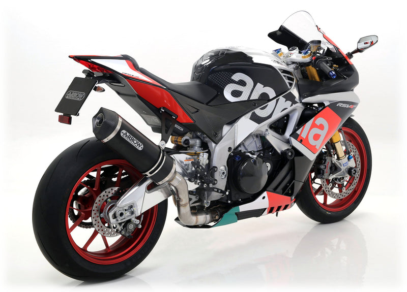 Arrow Race-Tech 71744AKN slip-on silencer aluminium dark with carbon end-cap for Aprilia RSV4 2017-2018
