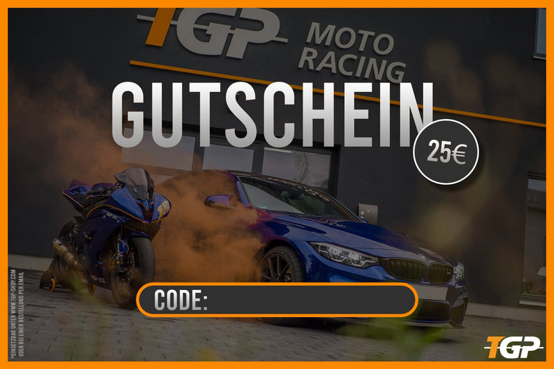 TGP MotoRacing €25 gift voucher printed on photo paper