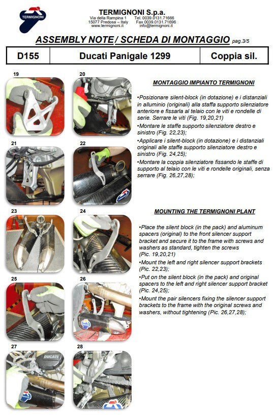 Termignoni carbon slip-on silencer kit for Ducati Panigale 1199 R S 2012-2017