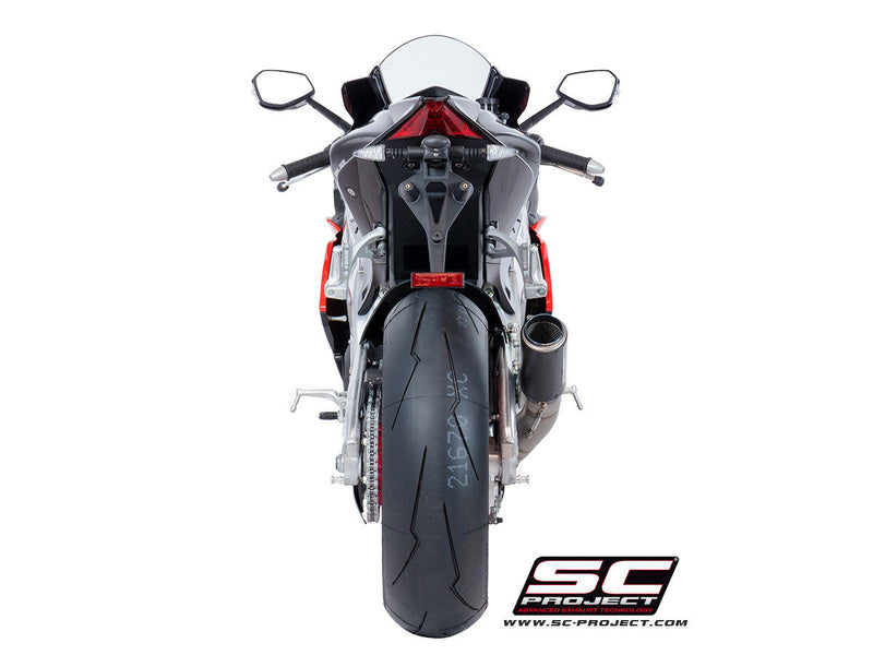 SC-Project CR-T HIGH slip-on silencer for Aprilia RSV4 RR RF 2018–2020 titanium carbon
