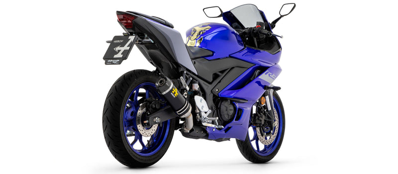 Arrow Thunder slip-on silencer dark aluminium carbon end cap Yamaha YZF-R3 71831AKN