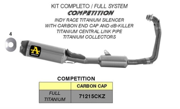 Arrow Competition titanium full exhaust system 71215CKZ for Aprilia RS 660