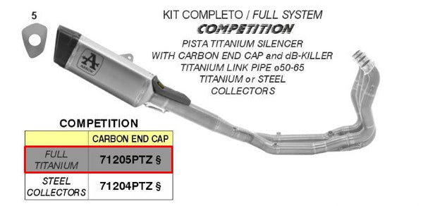 Arrow Pista 71205PTZ titanium full exhaust system on BMW M1000RR