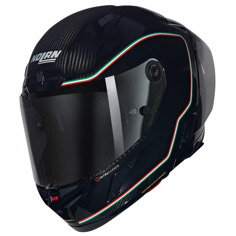 Nolan X-804 RS Ultra Carbon full-face helmet in Asso di Picche 341 gloss black and red livery