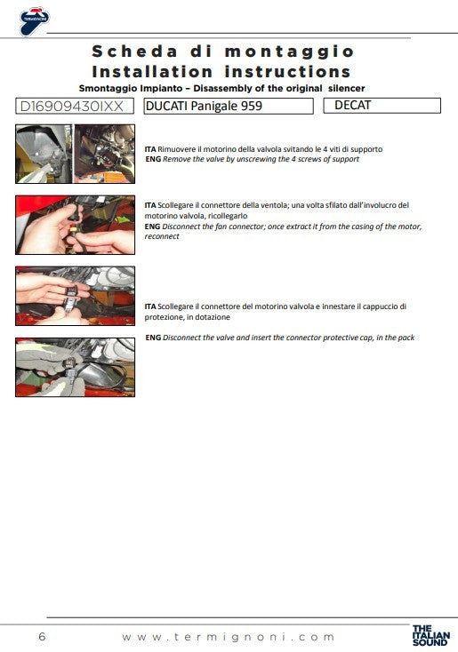 Termignoni de-cat pipe D16909430IXX for Ducati Panigale 959 stainless steel