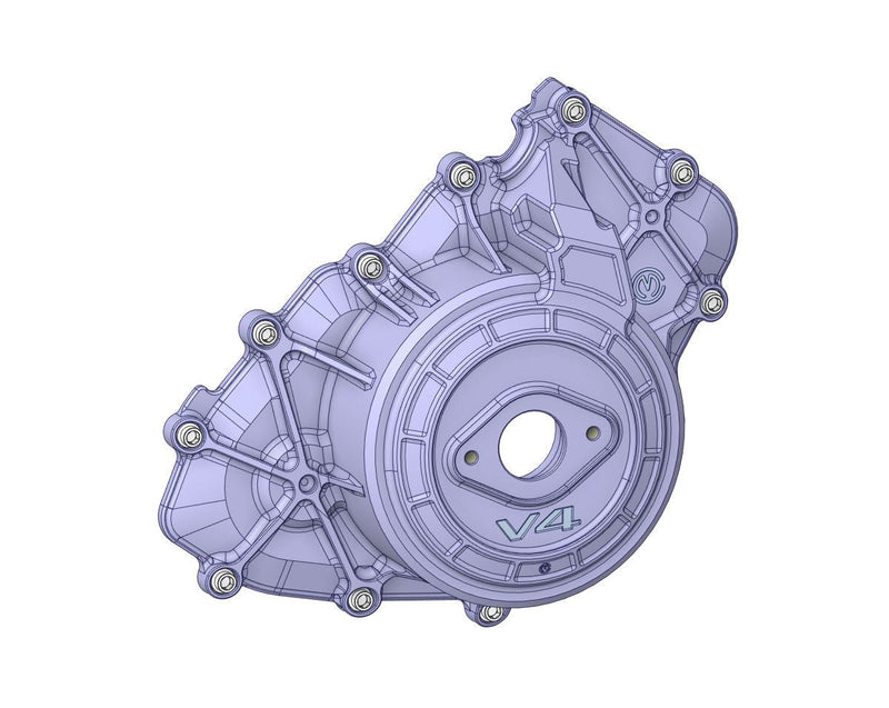 Motocorse left aluminium engine cover with titanium bolts for Ducati Panigale V4