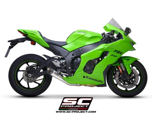 SC-Project S1 titanium slip-on silencer with carbon fibre end cap for Kawasaki ZX-10 R/RR 2021-2026