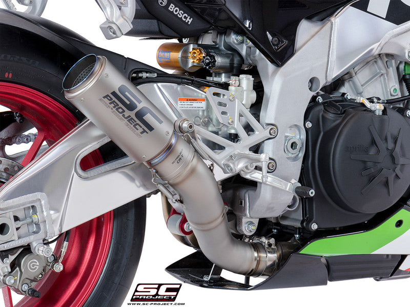 SC-Project CR-T HIGH slip-on silencer for Aprilia RSV4 RR RF 2018–2020 titanium carbon