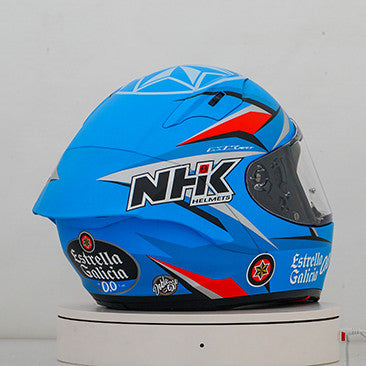 NHK GP-R Tech Race full-face race helmet in Estrella Galicia Replica livery