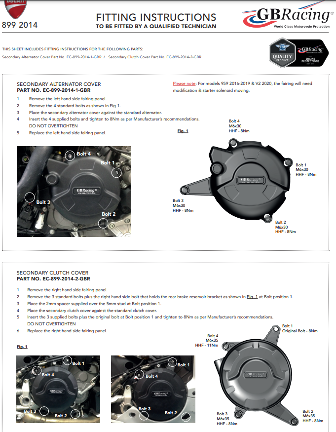 GBRacing alternator cover protector for Ducati Panigale 899 2013–2016