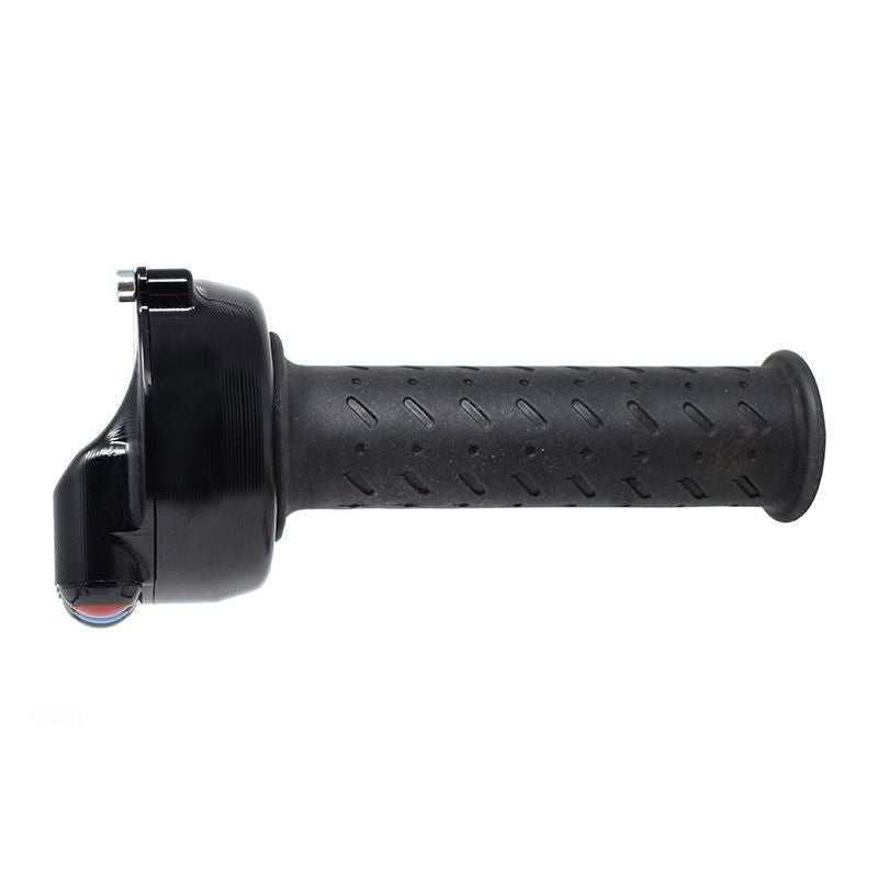 JetPrime aluminium throttle grip housing with integrated handlebar switch for Aprilia RSV4 1100 Factory