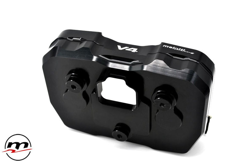 Melotti Racing dashboard protection DC.DU.418N1 in black anodised aluminium for Ducati Panigale V4