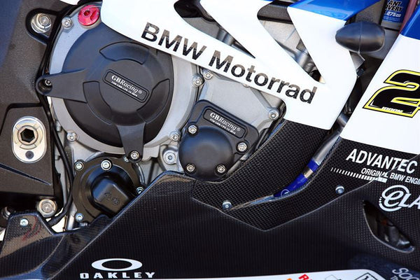 GBRacing clutch cover protector fitted to BMW S1000RR engine casing