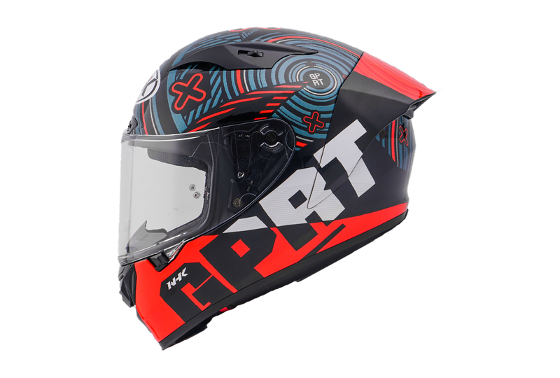 NHK GP-R Tech Race full-face race helmet in Target Black/Red matte finish