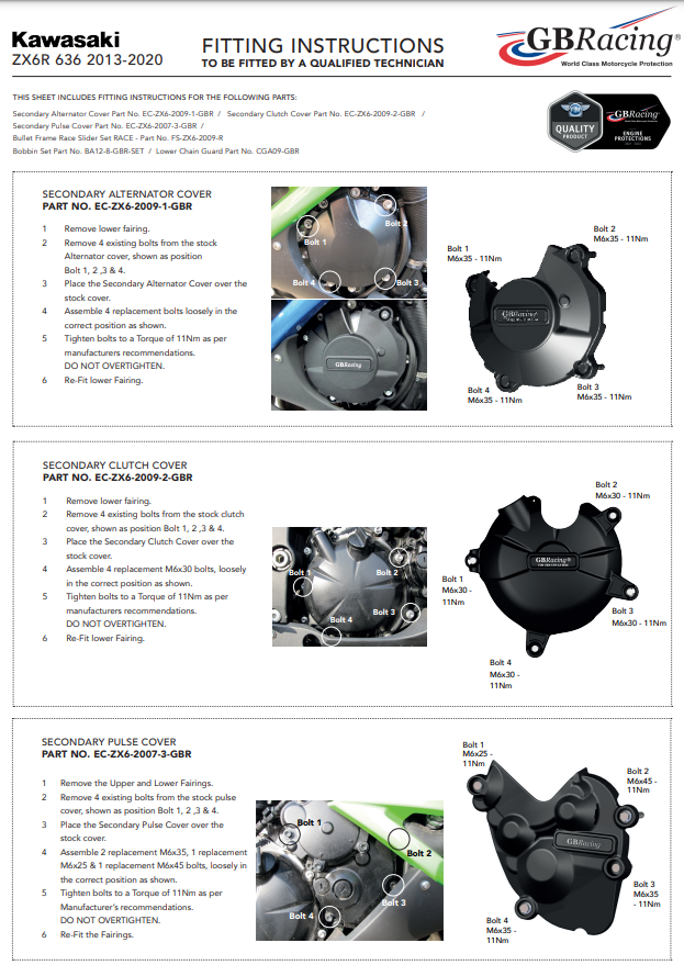 GBRacing alternator cover protector for Kawasaki ZX-6R ZX-636 ZX-RR 2007 to 2026