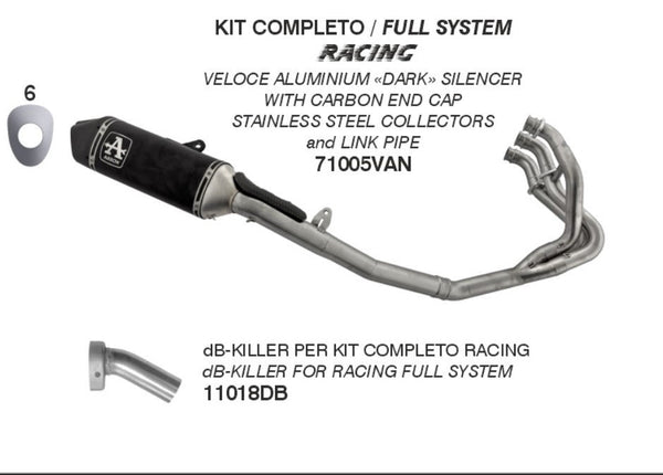 Arrow Veloce stainless steel full exhaust system 71005VAN for Triumph Street Triple 765 RS