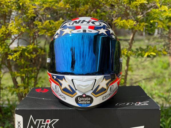 NHK GP-R Tech Race replacement visor in sapphire blue tint
