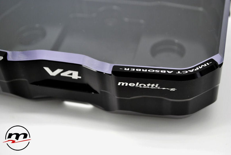 Melotti Racing dashboard protection DC.DU.418N1 in black anodised aluminium for Ducati Panigale V4