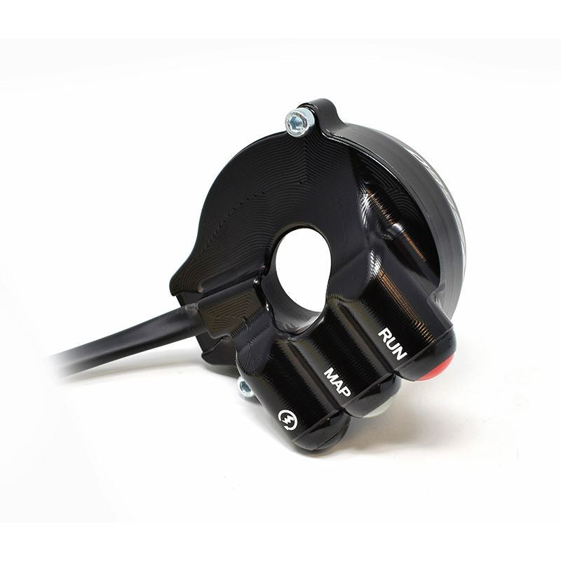 JetPrime aluminium throttle housing with integrated handlebar switch for Aprilia RS 660