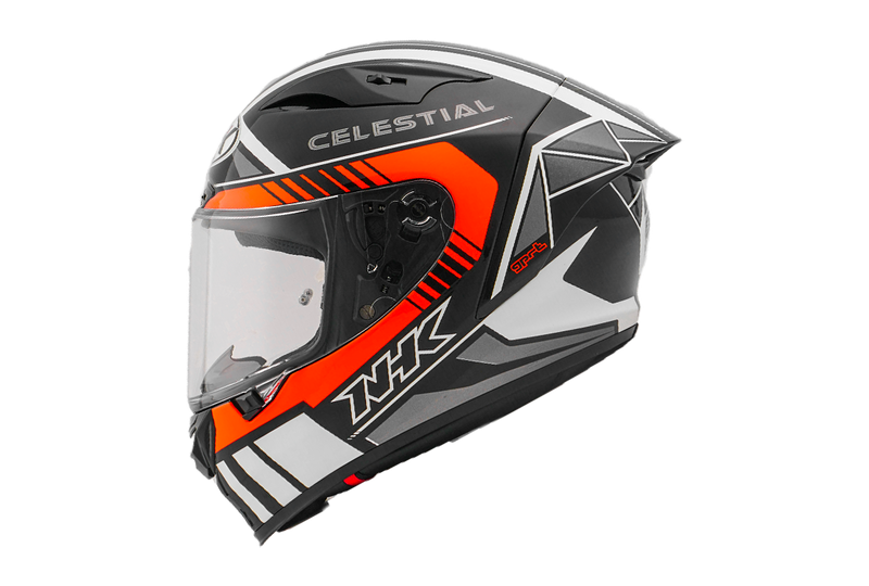 NHK GP-R Tech Race full-face race helmet in Magi Black and Orange finish