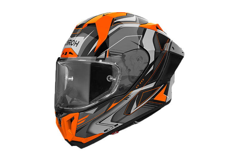 Airoh GP 800 Must full-face race helmet in grey, orange and black gloss finish
