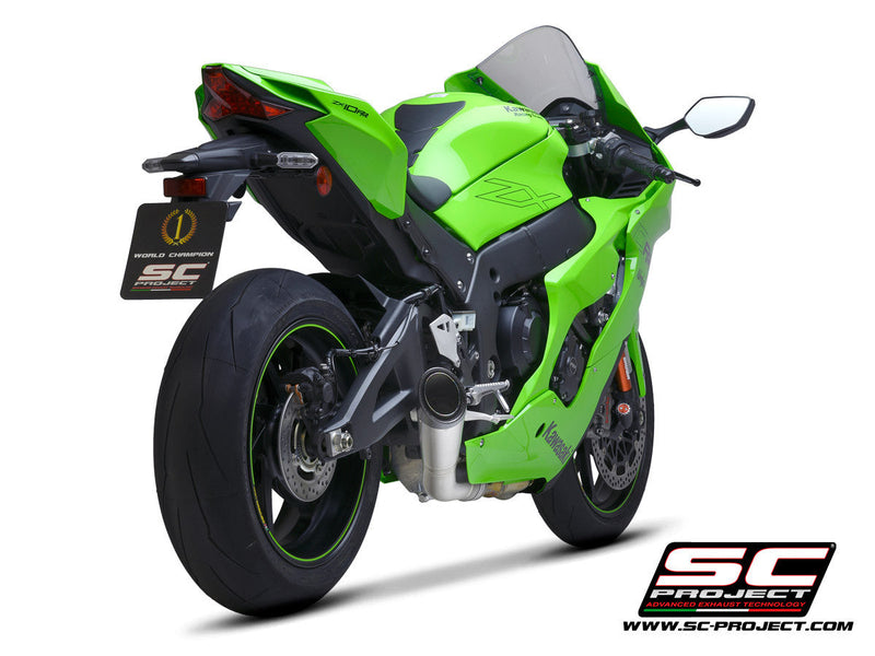 SC-Project S1 titanium slip-on silencer with carbon fibre end cap for Kawasaki ZX-10 R/RR 2021-2026