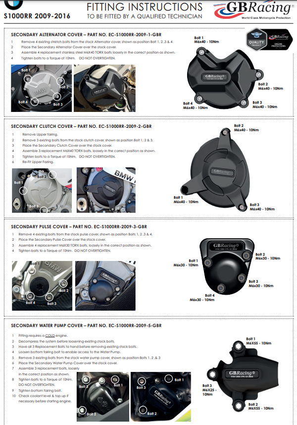 GBRacing ignition cover protector for BMW S1000RR K46 2009–2018