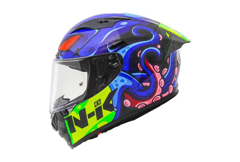 NHK GP-R Tech Race full-face helmet Octopus Black/Blue gloss finish