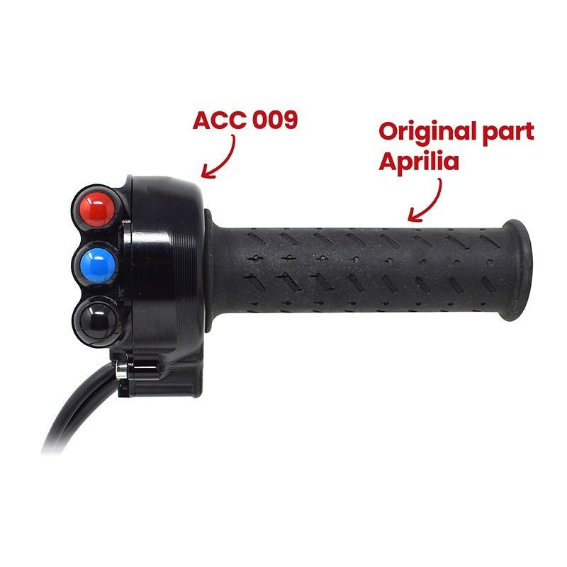 JetPrime aluminium throttle housing with integrated handlebar switch for Aprilia RSV4 1100 Factory RF RR